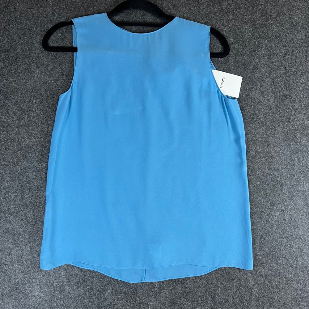 Theory Continuous Shell Neon Blue Silk Double Ggt Blouse Top J0502533 Petite‎ P
